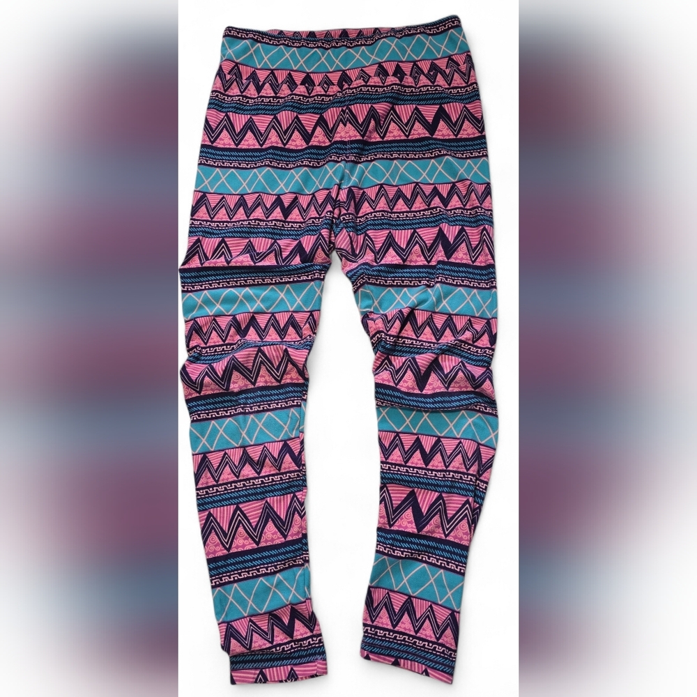 LULAROE PURPLE TEAL CHEVRON TALL & CURVY LEGGINGS